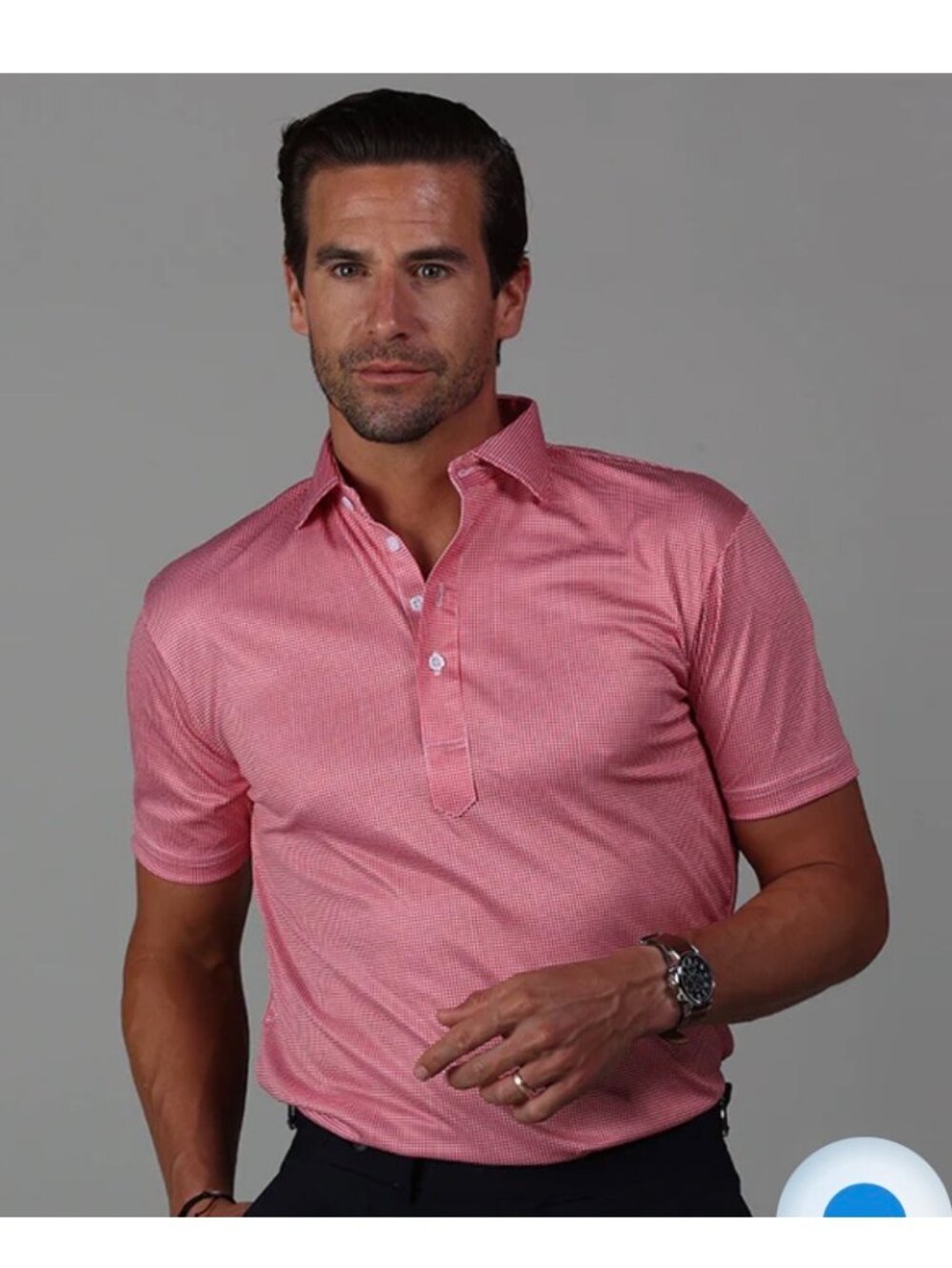 Collars & Co Mens XL Tall Red/White Houndstooth Dress Collar Polo 100% Polyester